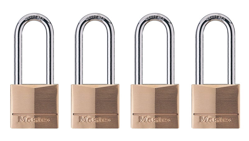 Master Lock Padlock, Solid Brass Lock, 1-9/16 in. Wide, 140QLH (Pack of 4-Keyed Alike) - Image 1
